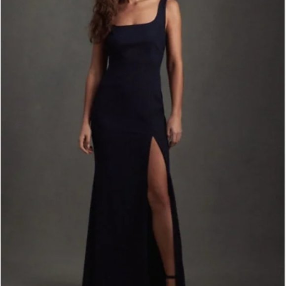 BHLDN Dresses & Skirts - BHLDN Catarina Crepe Navy Side Slit Maxi Bridesmaid / Formal Dress